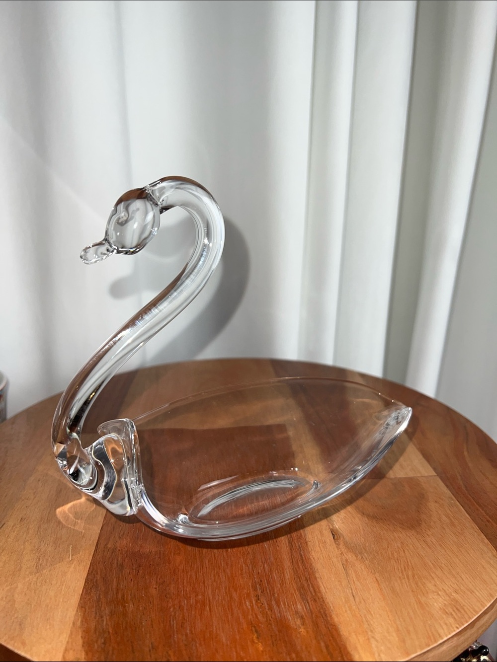 DUNCAN & MILLER Swan Dish Clear Glass Candy/Nut/ Trinket Bowl Vintage.